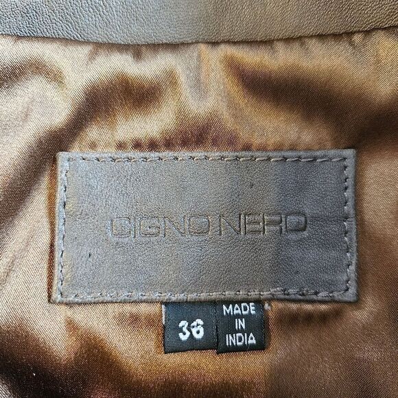 Cigno Nero Buttery Soft Brown Tan Tailored Austrian Leather Lined Mini Skirt 36 - Picture 8 of 10